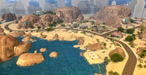 Willow Creek con el mod que convierte la tierra en arena para que parezca un destino de playa